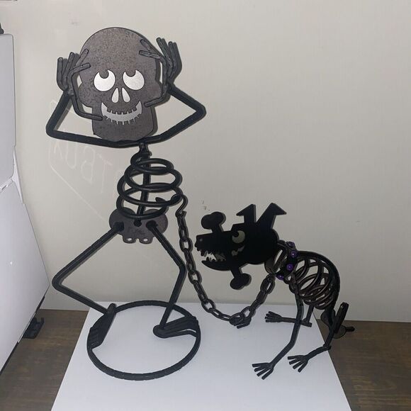 PartyLite Halloween Skeleton Mr. Bones & Dog Sticks Tea Lite Candle Holders - Picture 1 of 8